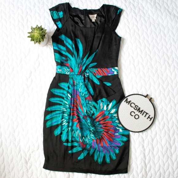 ECI Dresses & Skirts - ECI | Capped Sleeve Floral Silk Sheath Dress